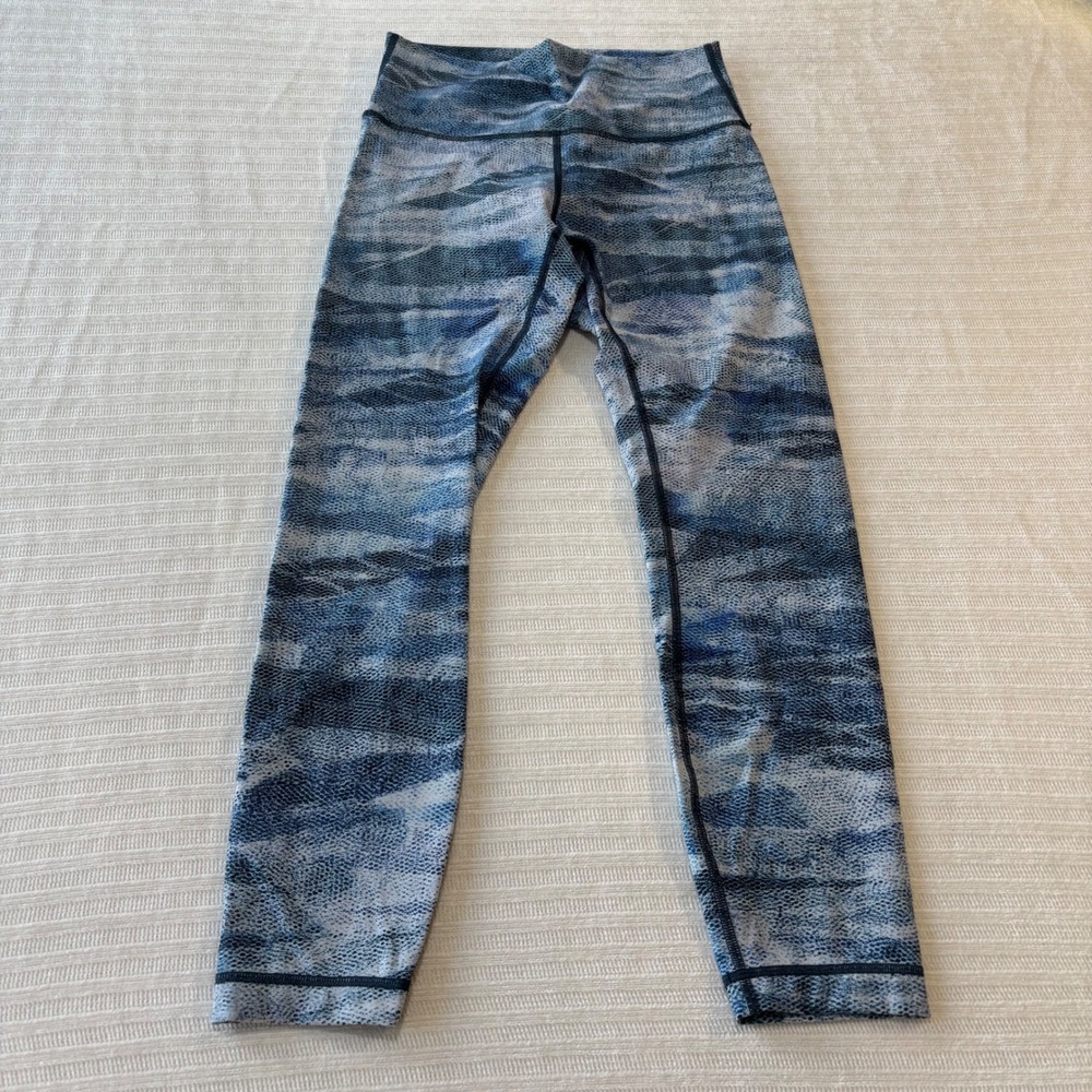 Lululemon Wunder Under High-Rise Tights Blue Snakeskin Print Luxtreme Size 6